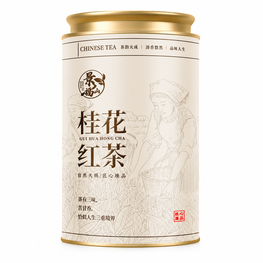 Osmanthus Black Tea 150 g Chinese floral loose-leaf tea in ivory metal tin