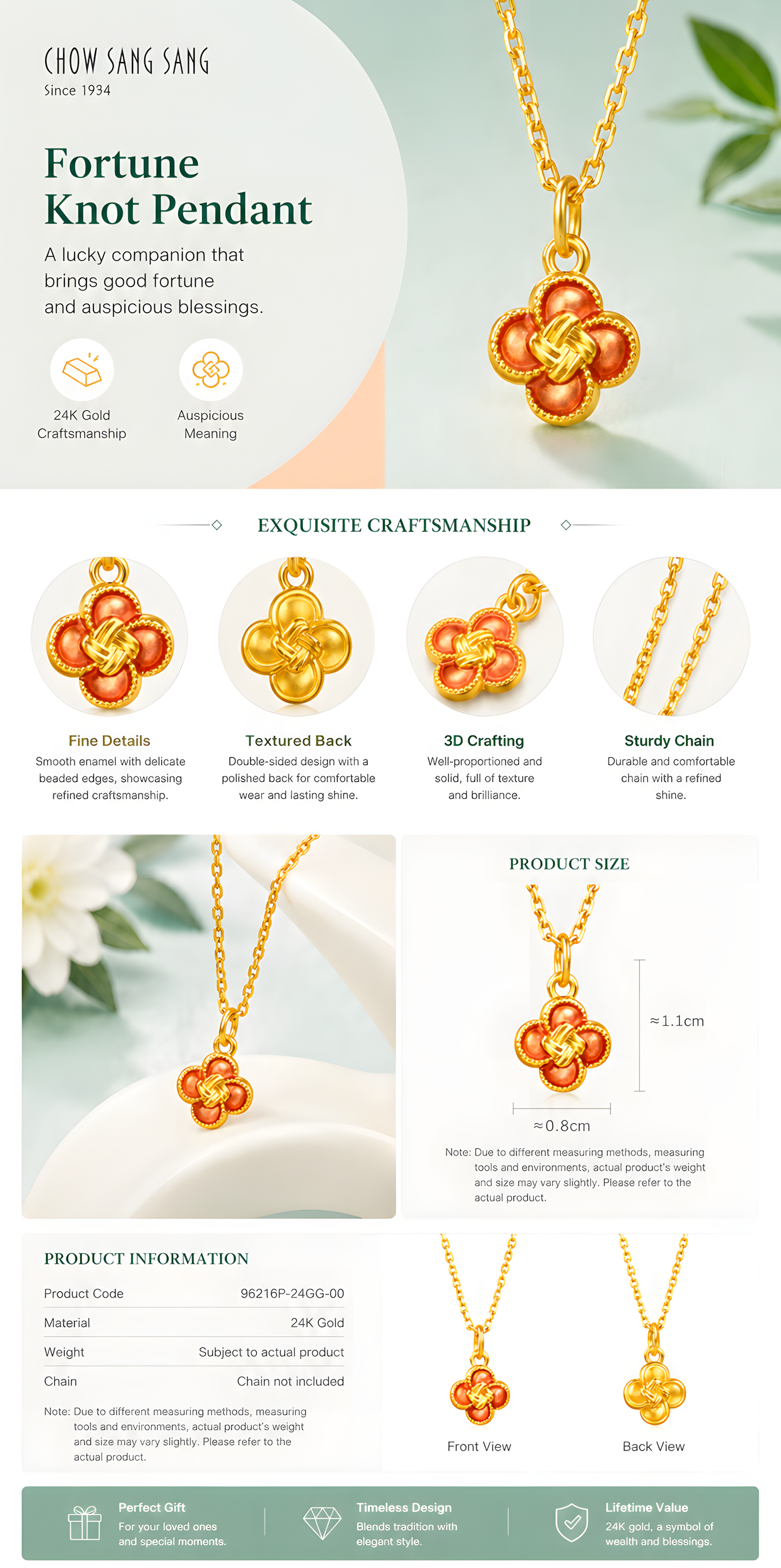999 Pure Gold Auspicious Ruyi Knot Charm™ | Harmony, Good Wishes & Endless Blessings