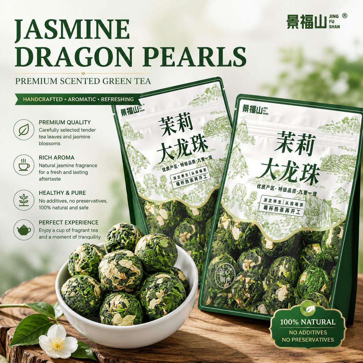 Jasmine Dragon Pearls™ | Premium Jasmine Green Tea | PandaHomeMart