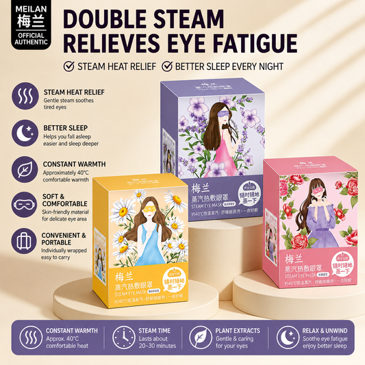 Meilan Steam Eye Mask Set – Rose, Chamomile & Lavender Self Heating Eye Masks for Sleep, Relaxation & Eye Fatigue Relief