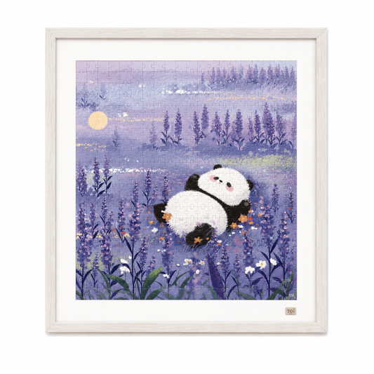 Cute Panda Lavender Field Jigsaw Puzzle – Healing Panda Puzzle, Lavender Landscape Wall Art, Relaxing Mindfulness Puzzle Gift For Adults & Teens