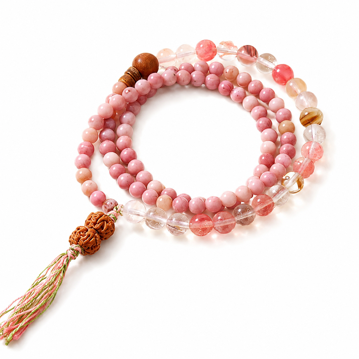 Pink Crystal Meditation Mala Bracelet
