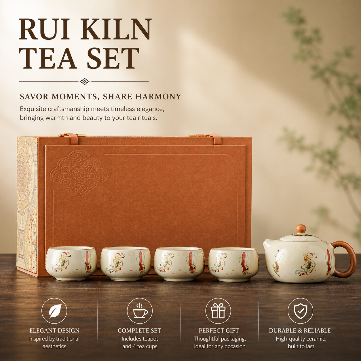 Celestial Apsara Ru Kiln Tea Ceremony Set™ | Luxury Chinese Tea Set Gift Box