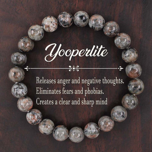 2pcs Yooperlite Bracelet - Natural Stone for Releasing Anger, Eliminating Fear & Phobias, Mental Clarity & Emotional Healing