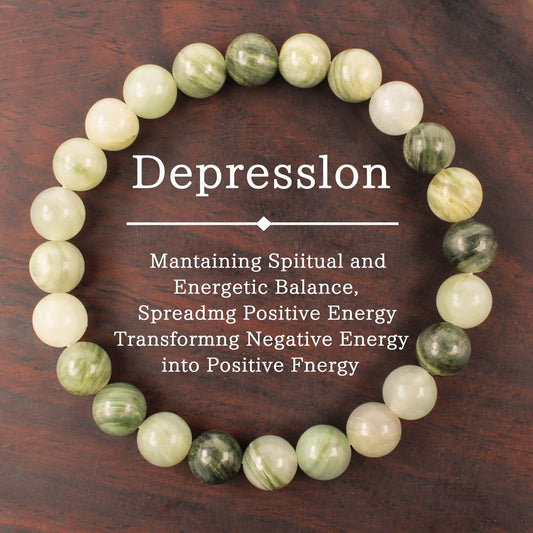 2pcs Depression Relief Bracelet - Serpentine Crystal Beads for Positive Energy, Emotional Healing & Spiritual Balance