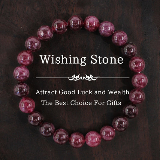 2pcs Garnet Wishing Stone Bracelet - Attract Good Luck, Wealth, Prosperity & Success Crystal Bracelet