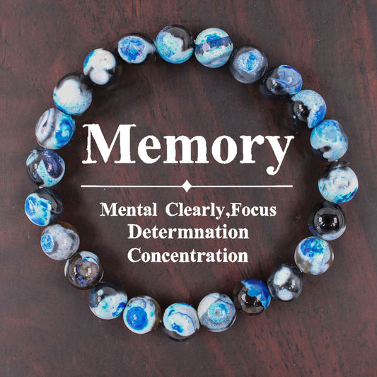 2pcs Sodalite Memory Bracelet - Natural Crystal for Mental Clarity, Focus, Concentration, Determination & Memory Support