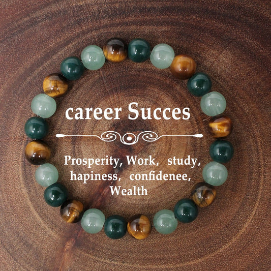 2pcs Green Aventurine & Tiger's Eye Bracelet - Career Success Crystal Bracelet for Prosperity, Wealth, Confidence & Good Luck