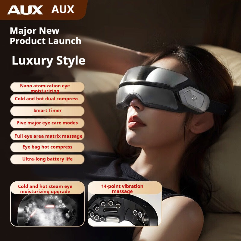 Supreme Silver Eye Massager - Upgraded Atomization Chip, Vibration Acupoint Massage, Hot & Cold Eye Bag Therapy, Luxury Gift Box