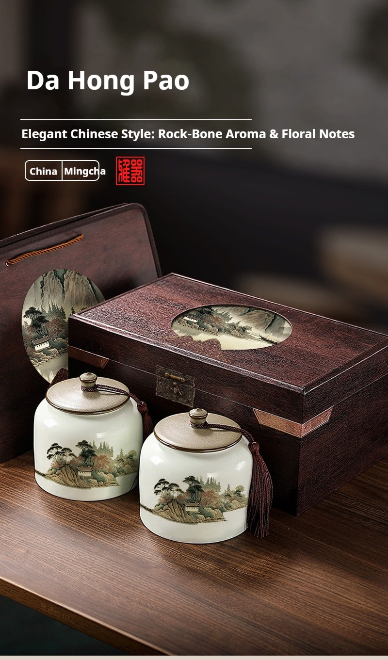 Chinese Elegance Ceramic Double Canister – Da Hong Pao Tea | What makes this twin-jar rock tea gift so special