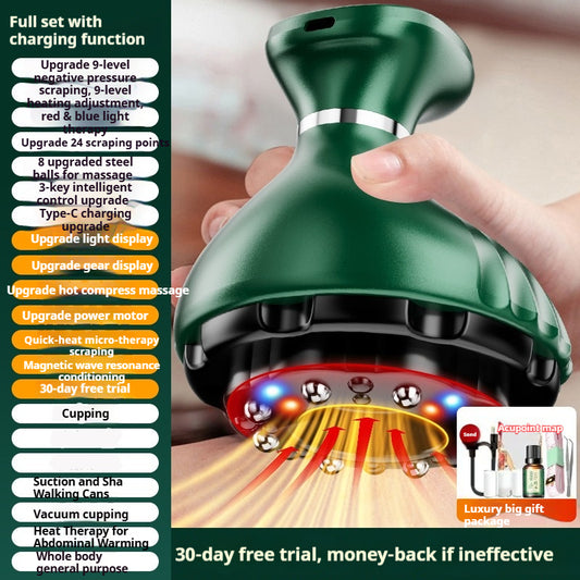 G536 Full Set LCD Wireless Electric Massager - 24 Heads, 8 Rollers, 9 Heat Levels, 9 Intensity, Red & Blue Light Therapy