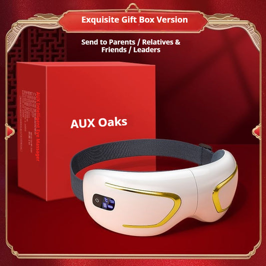 FQ-08 Bluetooth Gold Gift Box Eye Massager - One-Touch Start, Full Wrap Kneading, 8 Massage Modes, Acupoint Massage, Smart Timer & Voice Guidance